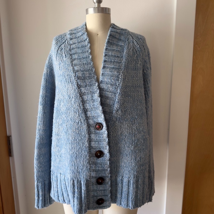 Maison Margiela Chunky-Knit Oversized Boxy Cardigan-Blue Melange-Designer Knit-S